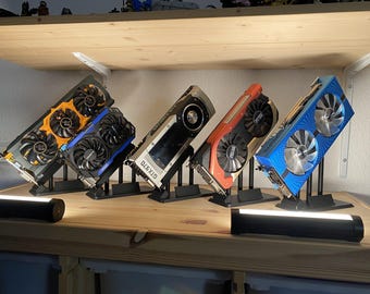 Présentoir GPU | Porte-cartes graphiques pour bureau | Décoration pour PC | Cadeau gamer pour lui | Support pour vitrine graphique | Support vertical pour GPU | Version PC
