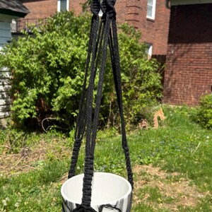Black Macrame Plant Hanger | Boho Hanging Planter | Indoor Plant Holder | Modern Home Decor | Handmade Macrame Pot Hanger