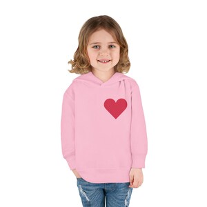 Cute Toddler Pullover Fleece Hoodie with Heart Design, Cozy Kids Hoodie, Valentine&#39;s Day Gift, Birthday Present, Toddler Fashion