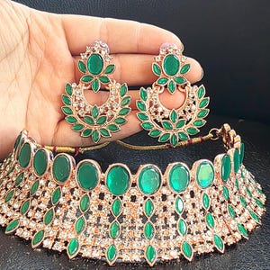 Kundan Choker Necklace & Earring Set | Bridal Jewelry Set | Indian Ethnic Wedding Accessories