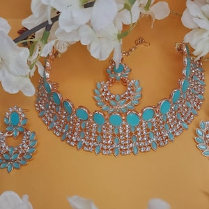 Kundan Choker Necklace & Earring Set | Bridal Jewelry Set | Indian Ethnic Wedding Accessories