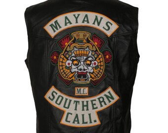 Handmade Mayans Mc Vest Biker Leather Vest Jacket In Black Michael Irby Rider Costume | Motorcycle Vest For Men | Gifts For Him