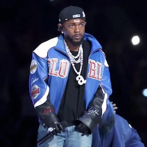 Handmade KENDRICK LAMAR Super Blue leather Jacket PG Compton Lang Gloria Not Like Us For Men Bowl Half Time in Genuine & Faux Leather