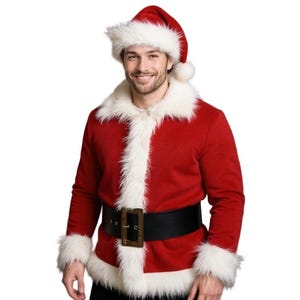 Handmade Men&#39;s Jim Christmas Cosplay Costume Coat | How the Grinch Stole Christmas Costume Coat with Hat | Santa Claus Carrey Coat Cosplay