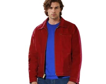 Handmade Mens Red Cotton Clark Jacket | Classic Streetwear Style Jacket | Casual Outerwear For Men