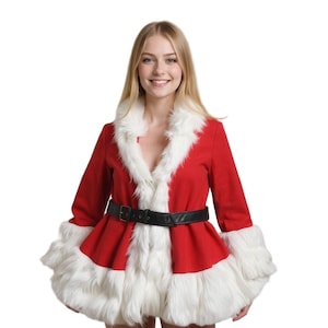 Handmade Martha May Whovier How The Grinch Stole Christmas Costume with Hat | Women&#39;s Santa Coat in Faux Shearling