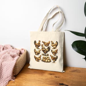 Charming Chicken Tote Bag, Chicken Tote, Chicken Lover Gift, Farmhouse Tote, Canvas Shopping Bag, Eco-Friendly Grocery Bag