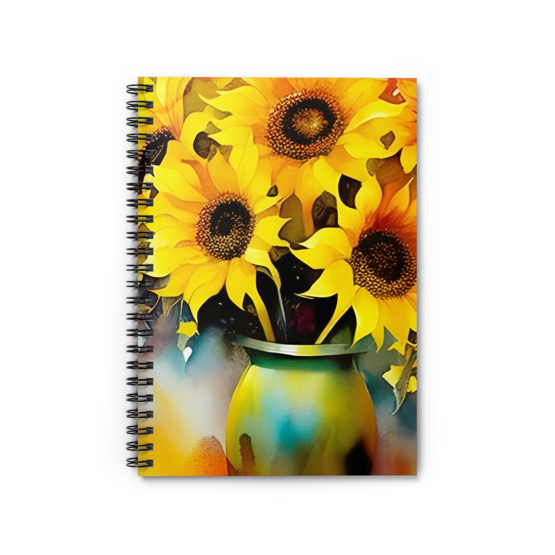 Sunflower Spiral Notebook - Ruled Line, Floral Journal, Lined Paper ...