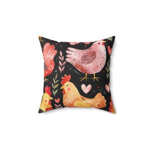 Chicken Lover Pillow, Farmhouse Decor Accent Cushion, Animal Print Sofa Throw, Country Home Gift, Rooster Farm Pillow Cover