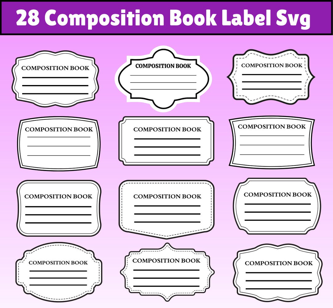 28 Composition Book Label Svg Bundle, Composition Notebook Labels ...