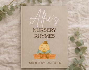 Gepersonaliseerde boek met rijmpjes: aquarelillustraties, aangepaste gedichten, doopcadeau