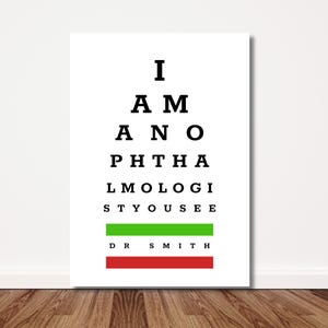 Gepersonaliseerde Snellen-oogkaartposter | Optometrist | Oogarts | Opticiencadeau | Aangepaste naam muurkunst | Digitale download op A4/A3-afdruk
