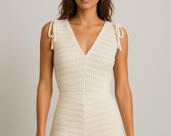 Crochet Knit Jumpsuit: Sleeveless Boho Romper - Festival Beachwear