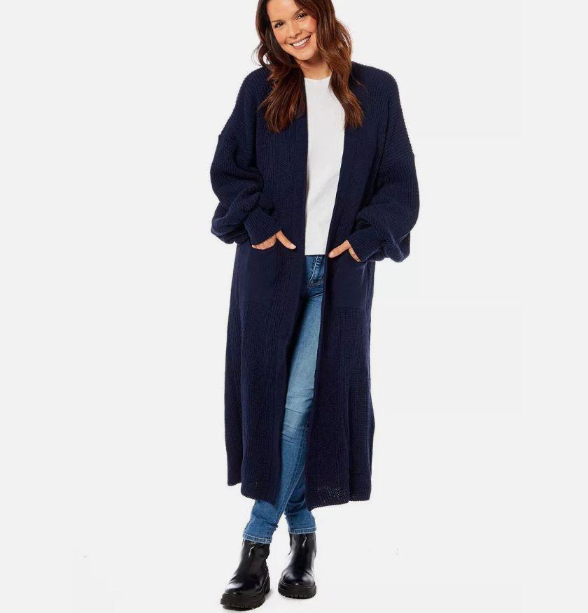 Cardigan In Maglia Grossa Blu, Maglione In Lana Galaxy, Maniche A Palloncino - Italia - Foto 9