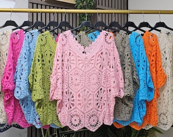 Crochet Lace Tunic Top with Inner Vest | Two Piece Boho Cover Up | Loose Fit Summer Top