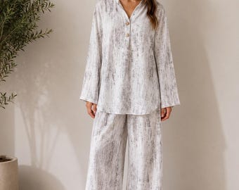 Oversized Cotton Loungewear Set: Women's Two Piece Summer Outfit