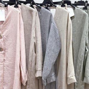 Linen 2 Piece Set for Women Loose Fit Button Top & Wide Leg Pants, Summer Coord Outfit | Casual Modest Loungewear | Boho Minimalist Clothing