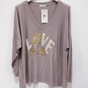LOVE Slogan Jumper | V Neck Knit Sweater | Made in Italy | Wool Blend | Glitter Detail | Cozy Fall Winter Top | Women Jumper One Size 8-18