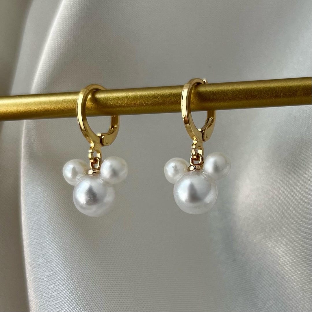 Pearl Mouse Drop Earrings | 18k Gold Plated, Hypoallergenic - Etsy