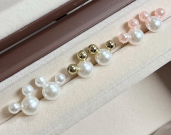 Pendientes de perla de ratón / Acero inoxidable hipoalergénico