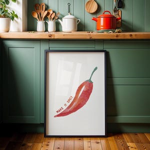 Chilli Pepper Print | Red Chilli | Make It Spicy | Kitchen | Wall Art | Red Wall Art | Abstract Food Print | Digital Wall Art