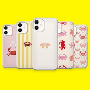 Custodia per telefono con motivo granchio rosso, motivo creatura marina, minimalista, per iPhone 16, 15, 14, 13, 12, Samsung S25Ultra, S24, S23FE, A54, A34, A15, A14, Pixel 9Pro, 8A, 7A
