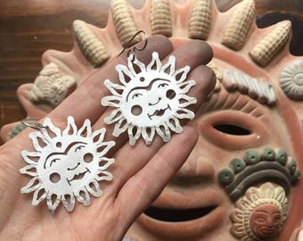 SOL earrings, Mexican inspired sun earrings, sun with face earrings