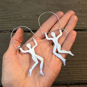 Large Trapeze Artist Hoop Earrings: Handmade Circus Jewelry