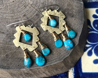 turquoise earrings , Taos dangle earrings