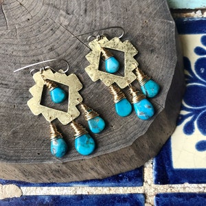 turquoise earrings , Taos dangle earrings