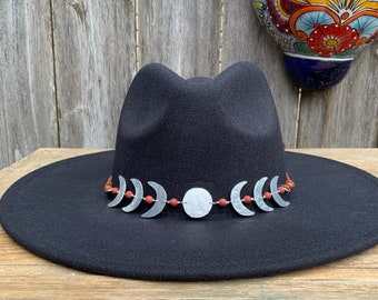 Moon Phase Hatband, Celestial Hat Band