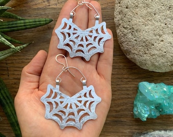 Handmade Spiderweb Hoop Earrings: Aluminum, Brass, or Copper