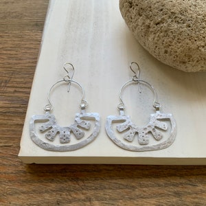 Oaxacan metal slice hoop earrings, tribal metal hoop earrings image 9