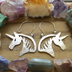 unicorn earrings, horse earrings, unicorn hoop earrings, equestrian earrings image 2