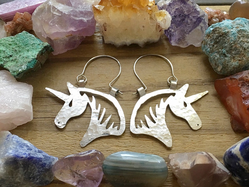 unicorn earrings, horse earrings, unicorn hoop earrings, equestrian earrings image 2