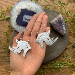 Rhinoceros earrings, rhino hoops, tribal jewelry, safari earrings