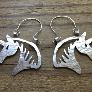 unicorn earrings, horse earrings, unicorn hoop earrings, equestrian earrings image 8