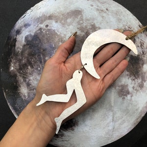 Leggy Luna ornament, crescent moon ornament , plant ornament, Christmas tree ornament image 1