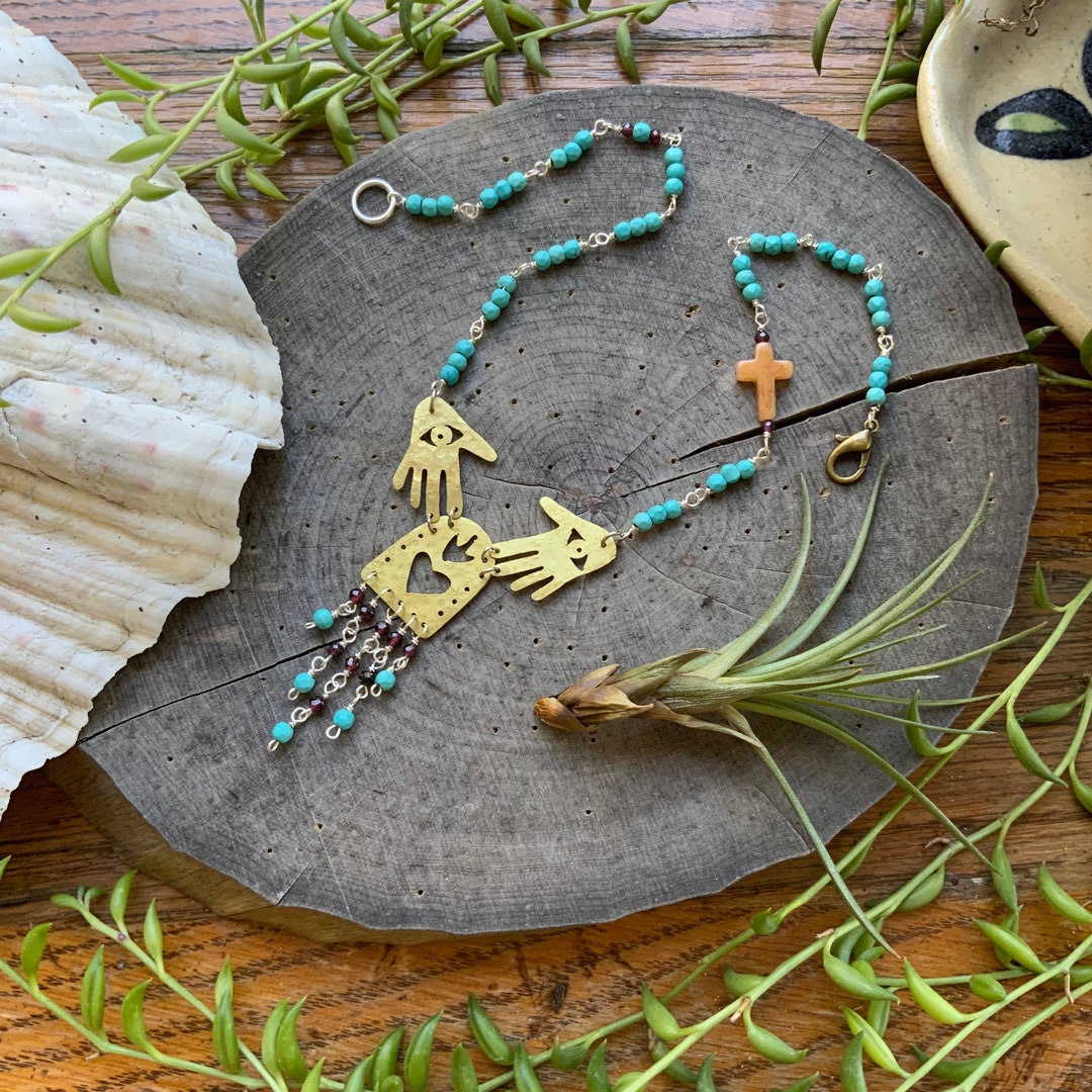 Tara Gasparian Moon Sign Necklace Mother Perl Mother Mary Pendant