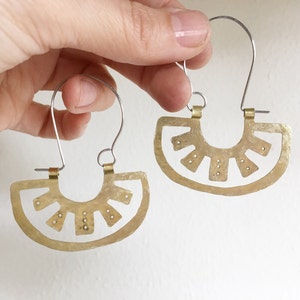 Oaxacan metal slice hoop earrings, tribal metal hoop earrings Hoops