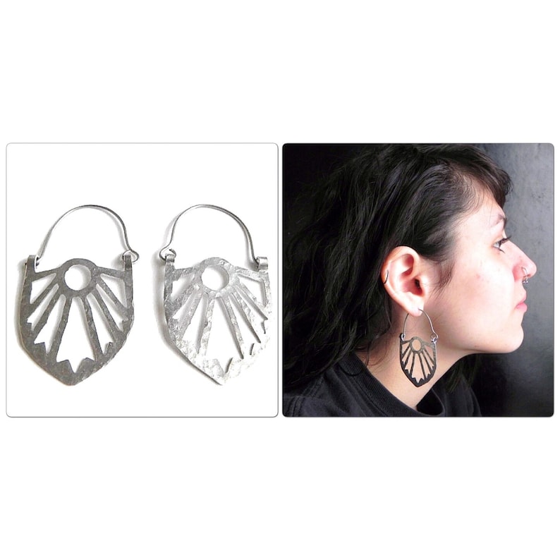 Art Deco hoop earrings, Art Deco statement earrings image 2