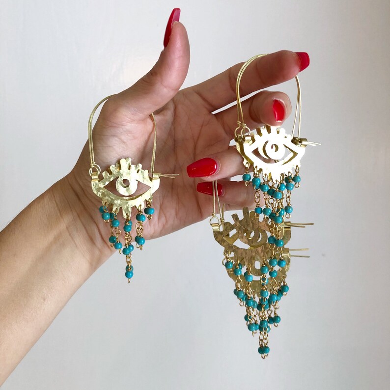 Beaded eye chandelier hoops eyeball jewelry Elke eye Etsy