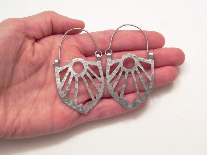 Art Deco hoop earrings, Art Deco statement earrings image 4