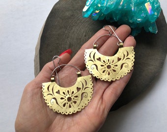Handmade Metal Papel Picado Earrings: Fiesta Jewelry