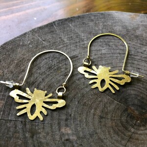 Bee earrings, SMALL bee hoop earrings, insect jewelry image 9