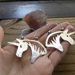 unicorn earrings, horse earrings, unicorn hoop earrings, equestrian earrings image 5