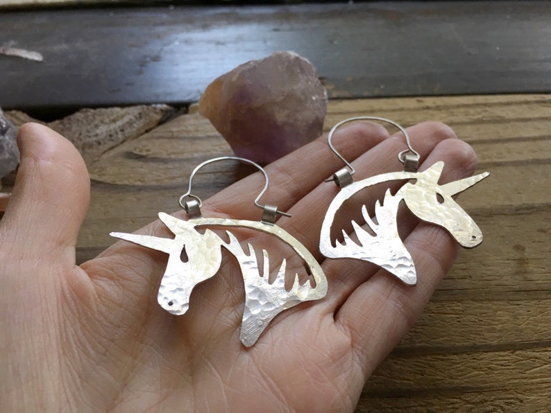 unicorn earrings, horse earrings, unicorn hoop earrings, equestrian earrings image 5