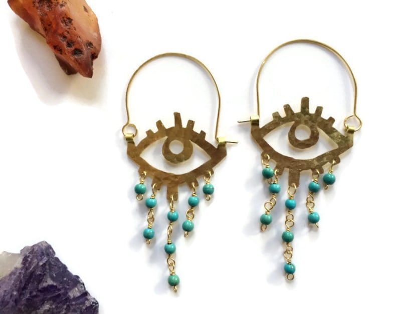 Beaded eye chandelier hoops eyeball jewelry Elke eye Etsy