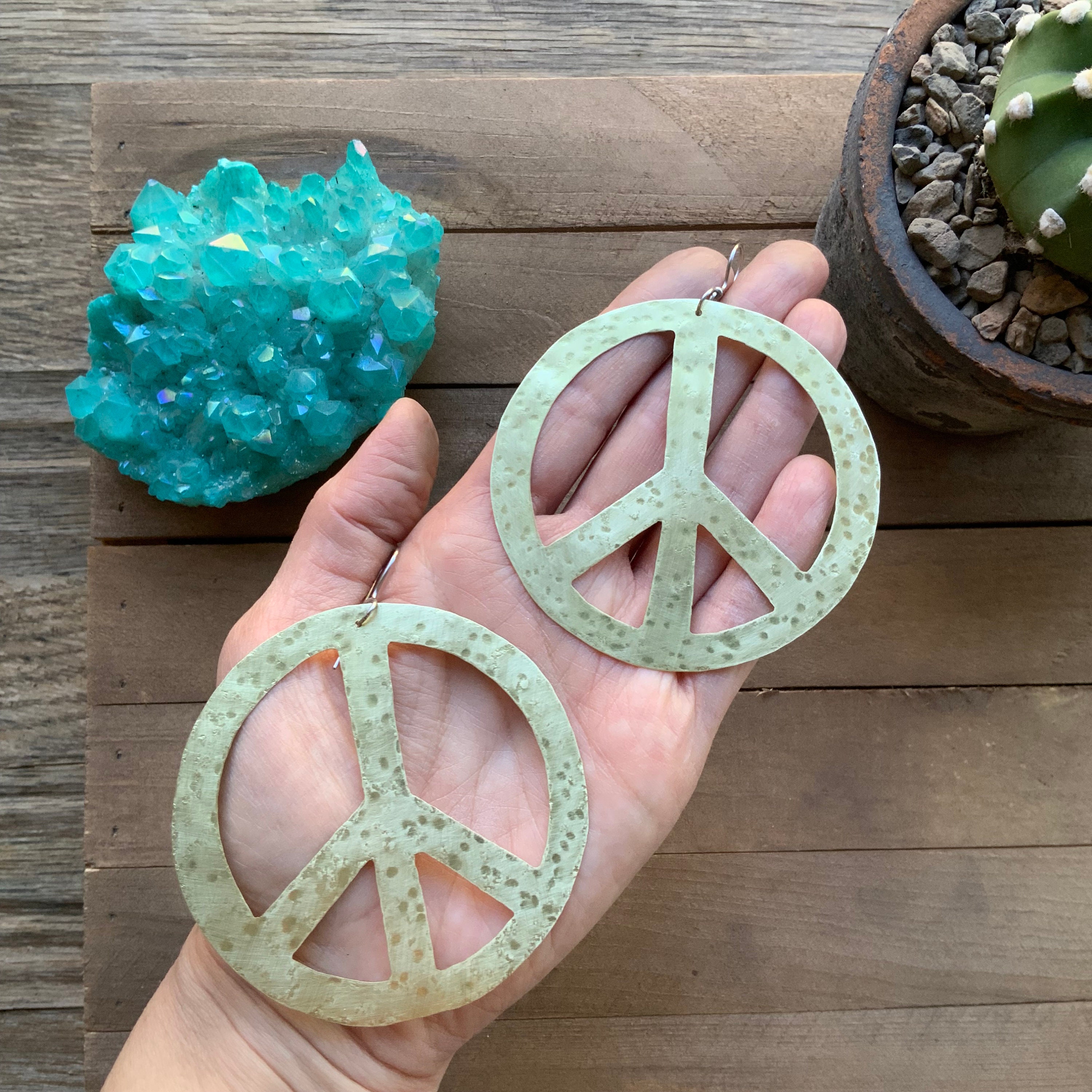 Peace Sign Earrings, Big Peace Sign Earrings, Groovy