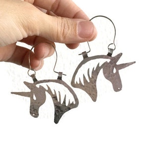 unicorn earrings, horse earrings, unicorn hoop earrings, equestrian earrings image 7